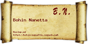Bohin Nanetta névjegykártya